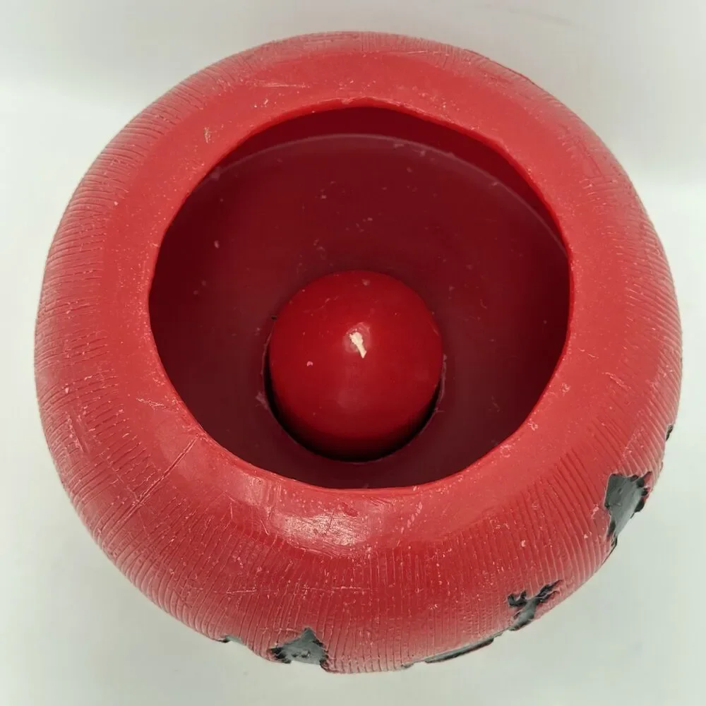 Carved Red Wax Lantern Luminary Bowl Rustic Winter Forest Stag Candle Holder
